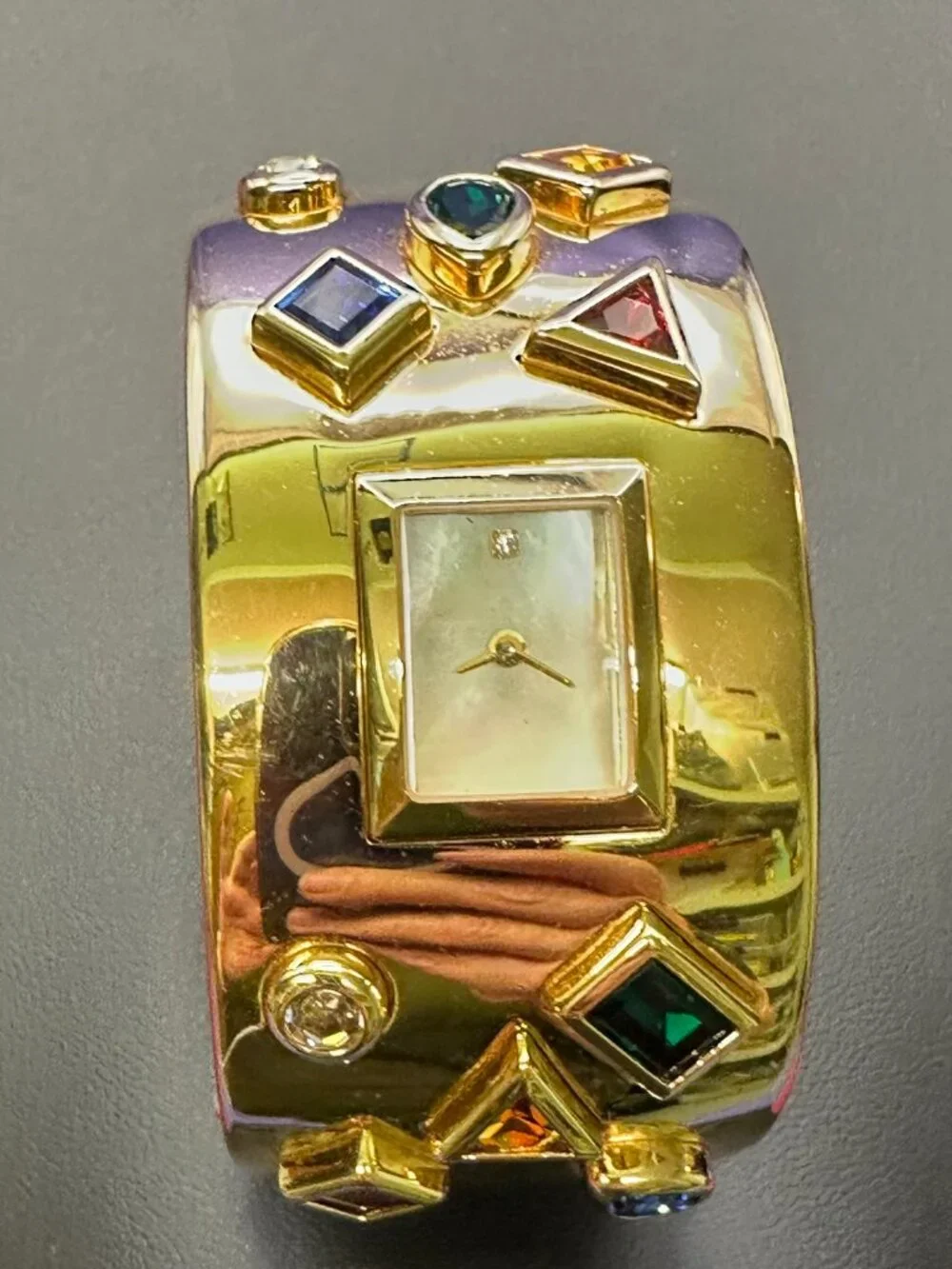 VTG Bob Mackie Franklin Mint Gold Plated Watch.  New Battery